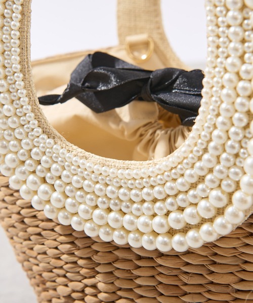 mimi203☆パールハンドルバスケット☆S チェーン付き La boutique