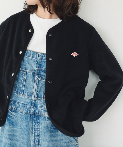 DANTON / ノーカラー フリース ジャケット（ノーカラージャケット