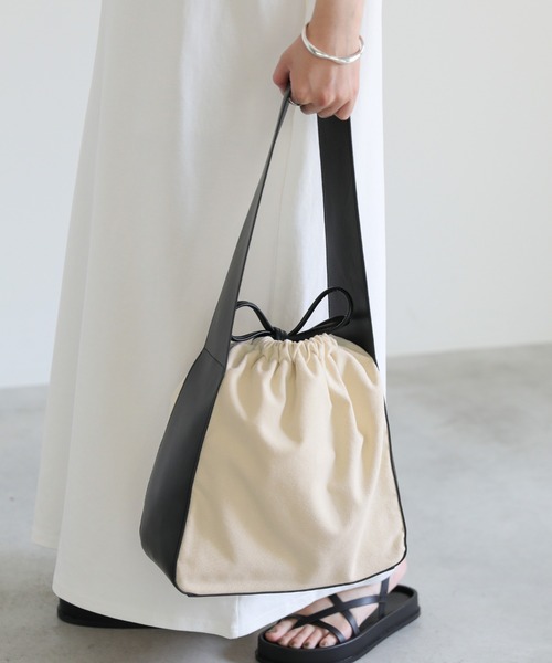 バイカラーワンハンドル巾着トートバッグ（トートバッグ）｜select