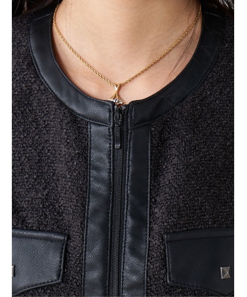 ラインレザーツイードジャケット（その他アウター）｜Darich