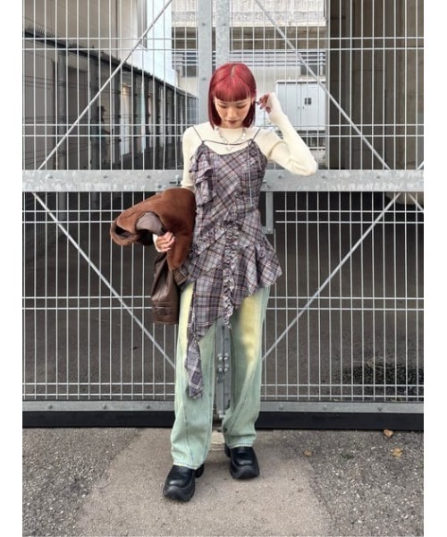 SLY（スライ）の「CHECK COMBI CAMI チェック コンビ キャミ