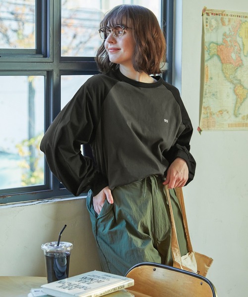 ナンバリング刺繍ビッグラグランスリーブロングTシャツ MONO-MART