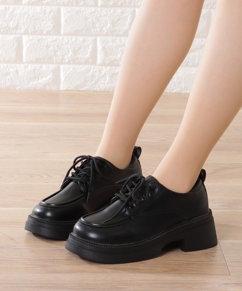 セール】レザー調 レースアップ 厚底 シューズ（パンプス）｜Lace