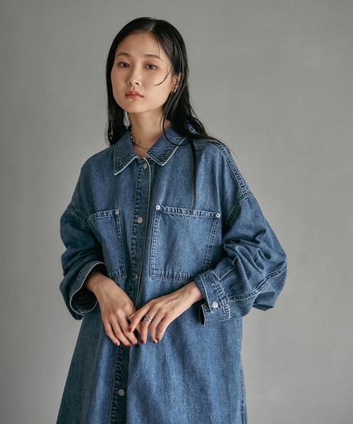 LEPSIM（レプシィム）の「フリンジパッチ／BIGデニムシャツ 579688