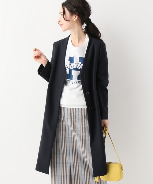 セール】TR二重織りVネックノーカラーコート◇（ノーカラーコート