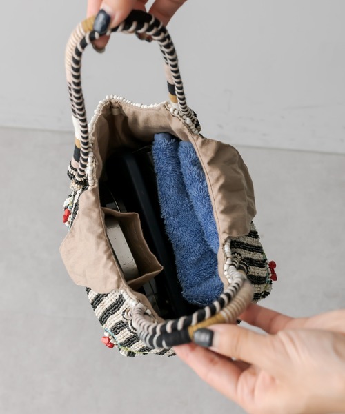 IMAYIN(イマイエン)】ear別注・ストライプビーズバッグ（ハンドバッグ