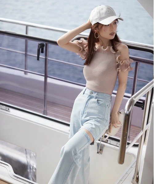 SNIDEL（スナイデル）の「Sustainableプリーツフリルドッキングニット