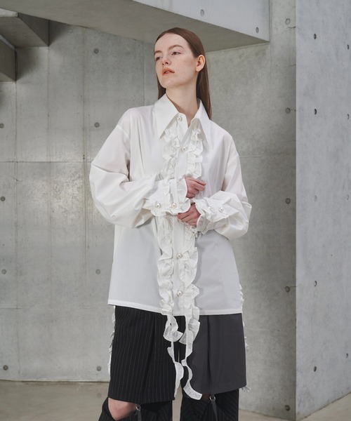 seyto（セイト）の「Long frill big collar shirt / ロングフリル