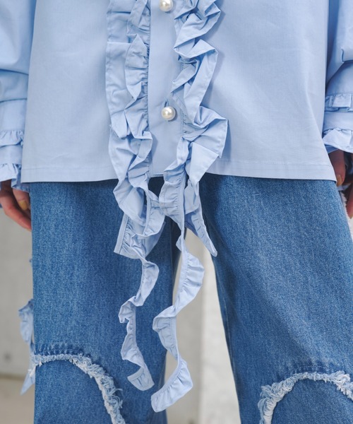 seyto（セイト）の「Long frill big collar shirt / ロングフリル