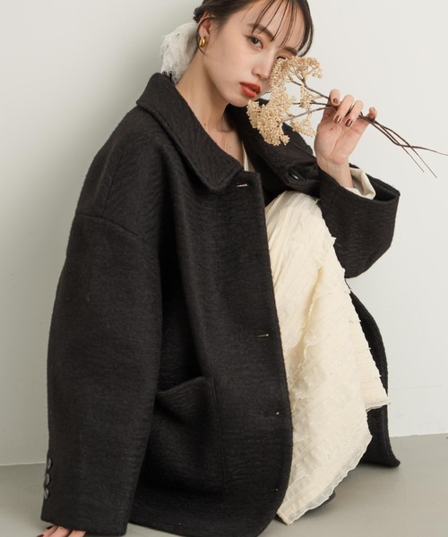 hinari（ヒナリ）の「ステンカラーシャギーミドルコート（その他