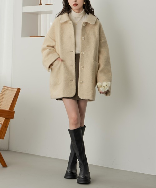 hinari（ヒナリ）の「ステンカラーシャギーミドルコート（その他