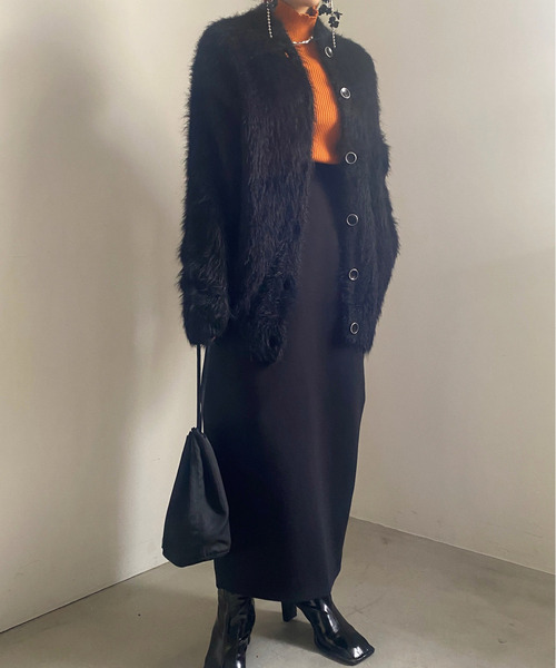 Ameri（アメリ）の「FEATHER OVER CARDIGAN WITH VEST（ニット