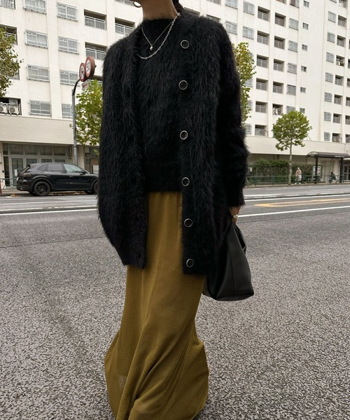 Ameri（アメリ）の「FEATHER OVER CARDIGAN WITH VEST（ニット