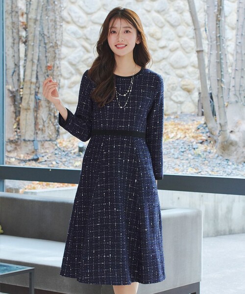 配色ツイードワンピース（ワンピース）｜Tiaclasse（ティアクラッセ