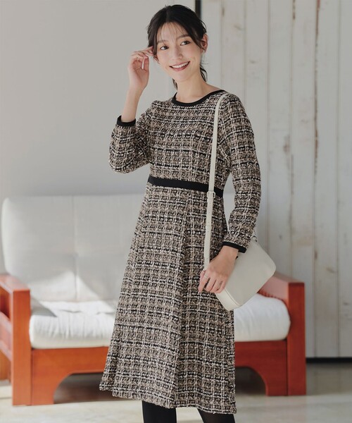 配色ツイードワンピース（ワンピース）｜Tiaclasse（ティアクラッセ