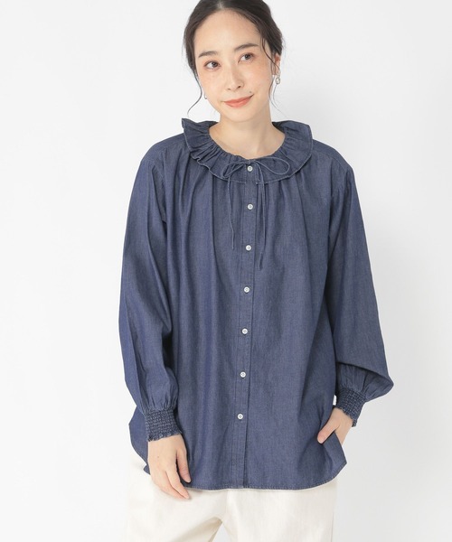studio CLIP（スタディオクリップ）の「アソートデニムフリルブラウス