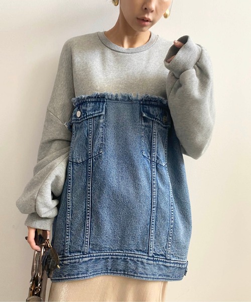 Ameri（アメリ）の「DENIM SWEAT OVER TOP（スウェット）」 - WEAR