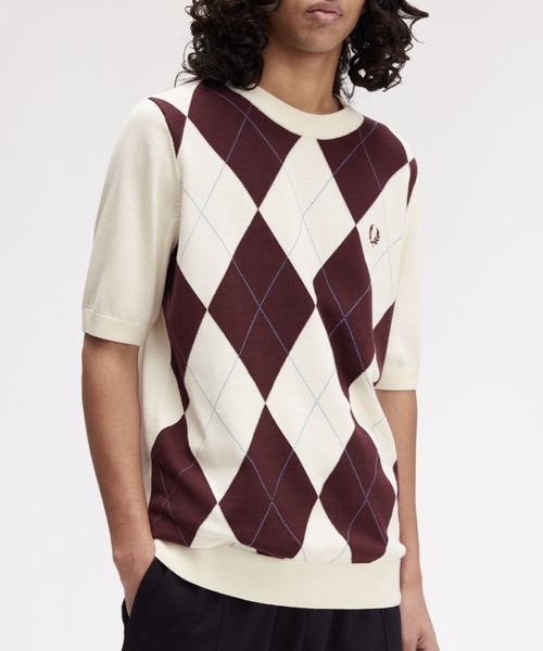 セール】Argyle Knitted T-Shirt／アーガイルニットTシャツ（ニット