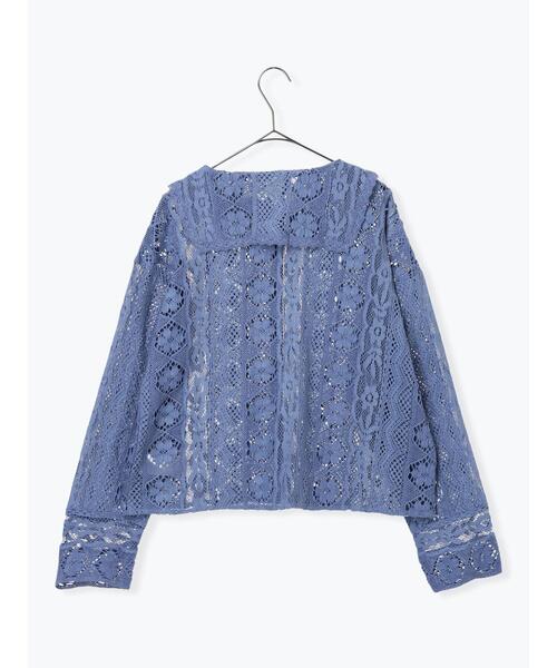 セール】レースパッチワークセーラー襟ブラウス（シャツ/ブラウス