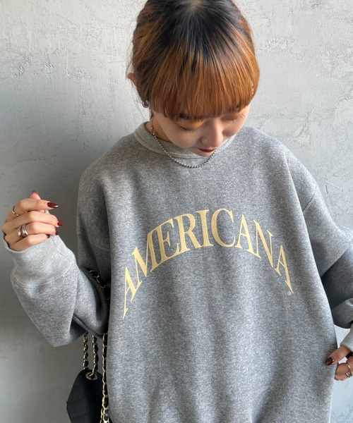 Americana/アメリカーナ] カレッジロゴプリント ワイドシルエット