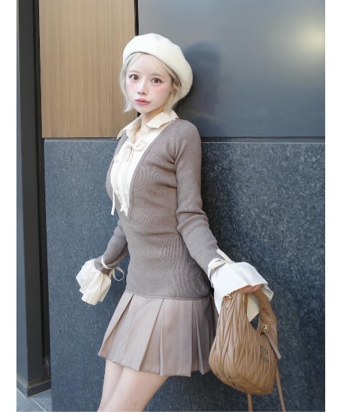 Darich シャツドッキングプリーツミニワンピース FREE GRY グレー