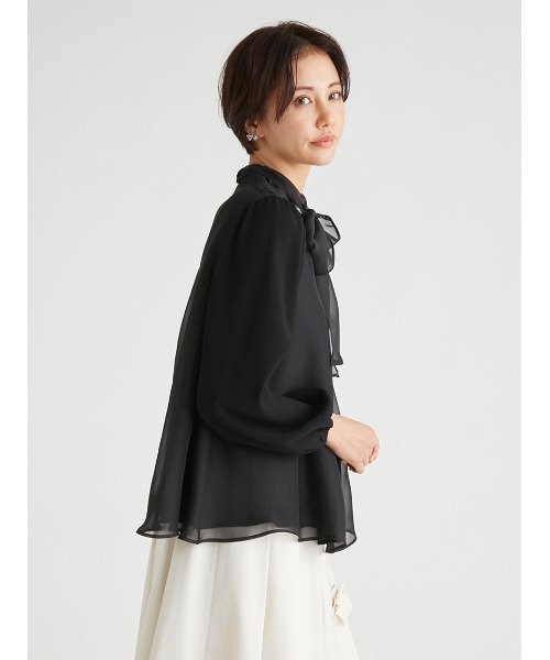 CELFORD（セルフォード）の「ニットコンビオーガンジーフレアブラウス