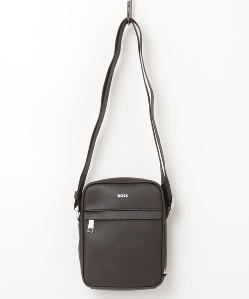 BOSSレタリングロゴ ストラクチャードレザー レポーターバッグ