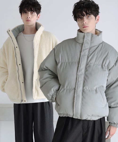 タフタ×ボア リバーシブル機能性中綿ジャケット 【600フィルパワー