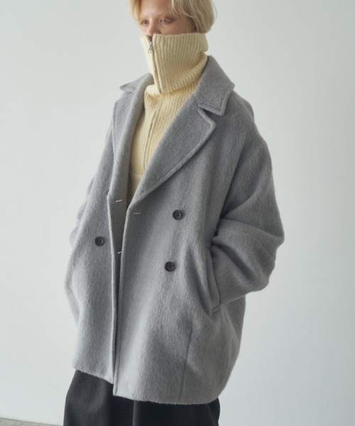 wool blend shaggy cocoon p coat/ウールブレンドシャギーコクーンP