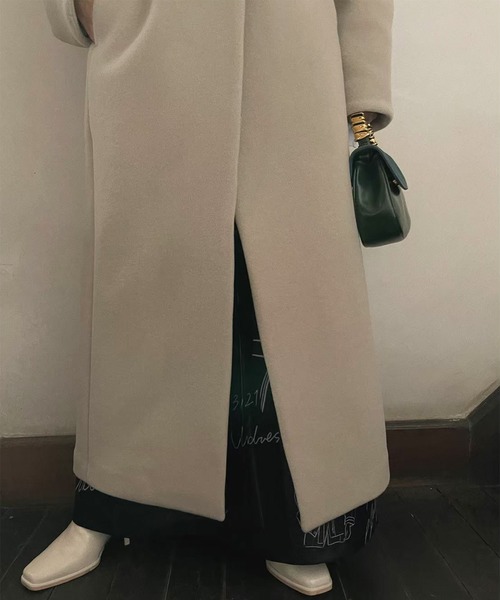 Ameri（アメリ）の「UND PLUMP SLEEVE BELTED COAT（ノーカラーコート