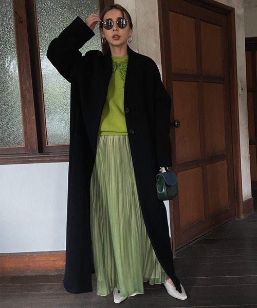 Ameri（アメリ）の「UND PLUMP SLEEVE BELTED COAT（ノーカラーコート