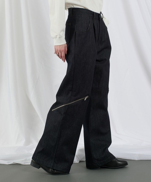 セール】RIGID DENIM ZIP DESIGN PANTS／リジットデニムジップデザイン