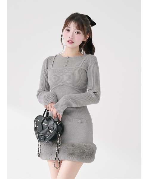 ビジューケープニットミニワンピース（ワンピース）｜Darich