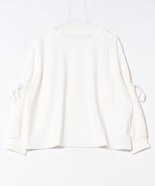 クルーネック 袖リボン オーバーサイズ 長袖 トップス（Tシャツ