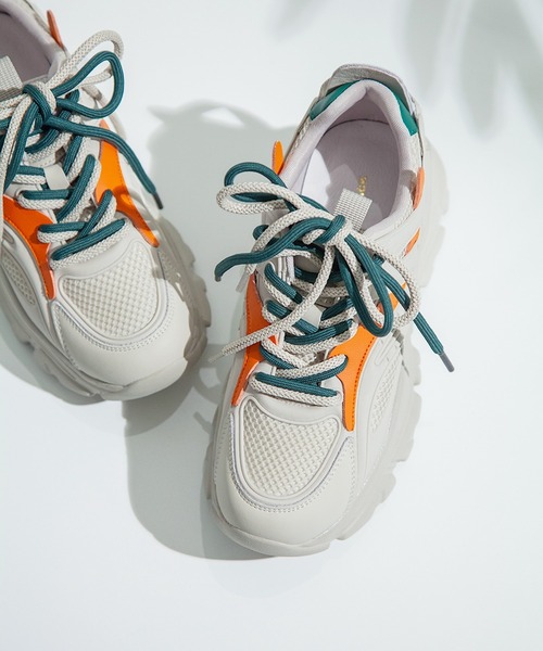 軽量/284g/厚底/5cm/カップインソール】カラーラインスニーカー ALL