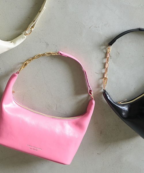 セール】リンクルエナメルワイドワンショルダー＆クラッチバッグ