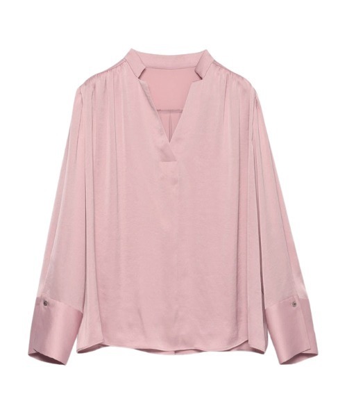 セール】スキッパーネックフロントギャザーブラウス（シャツ/ブラウス