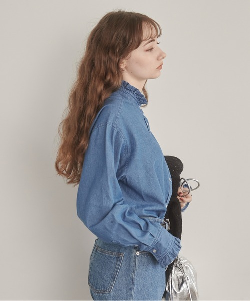 デニム フリルカラー シャツ（シャツ/ブラウス）｜ANGIE（アンジー）の