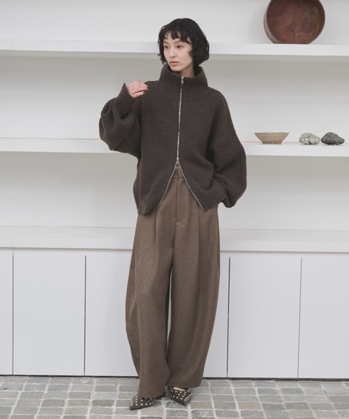 ダブルジップハイネックニットブルゾン（ニット/セーター）｜AIC