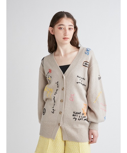 FURFUR（ファーファー）の「【限定カラー】メッセージ刺繍カーディガン