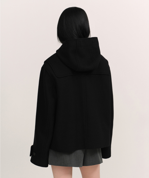 ウィメンズウールブレンドショートダッフルコート[ブラック]（ダッフル