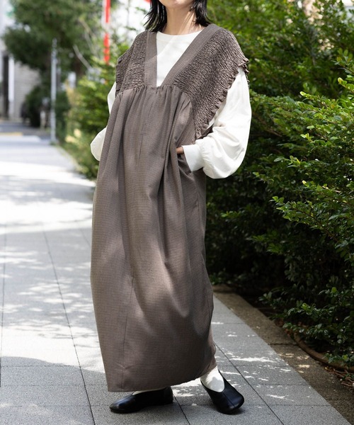 セール】【産前・産後対応】マタニティ／シャーリングワンピースAW