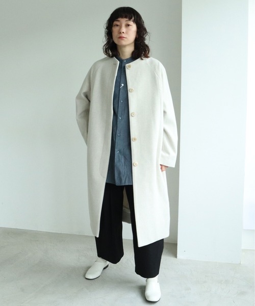 yuni（ユニ ）の「super100 Wool ラグランコクーンコート（その他