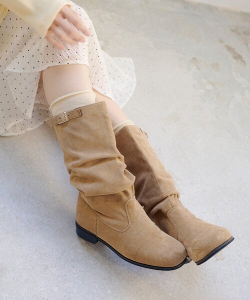 セール】【レザー&スエード/インソール】ルーズエンジニアブーツ