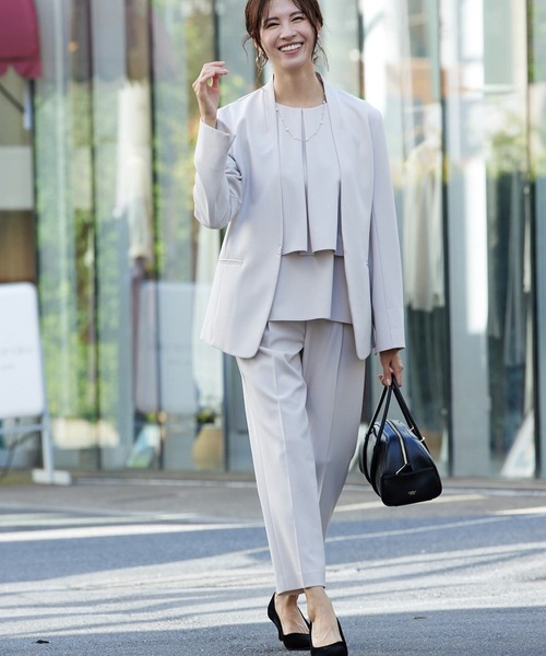 3点セットアップ/エニデイカセット】ノーカラージャケット＆バック