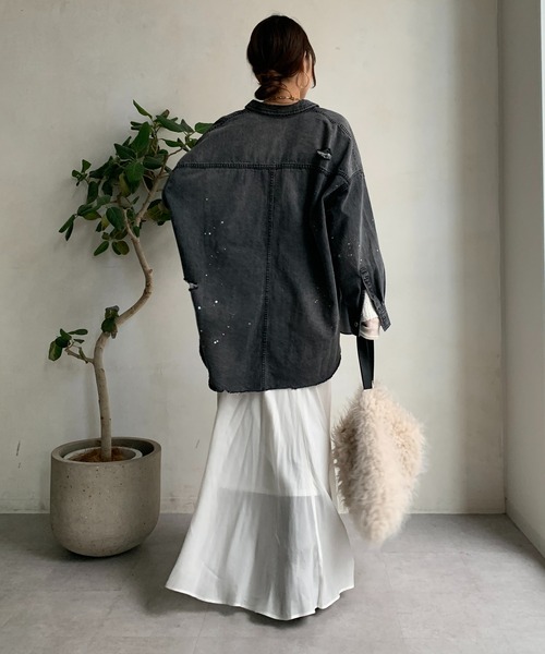 新色追加】ダメージデニムシャツ（シャツ/ブラウス）｜DouDou