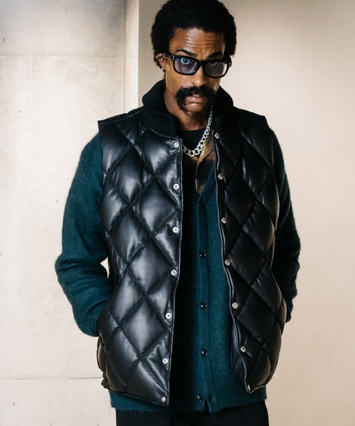 CRIMIE（クライミー）の「DIAMOND QUILT LAMB LEATHER DOWN VEST