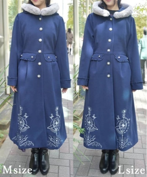 セール】天体刺繍フード付コート（ダッフルコート）｜axes femme