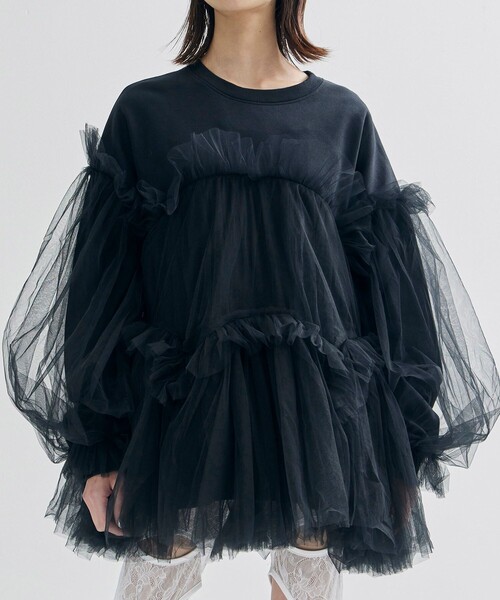 VIVIANO/ヴィヴィアーノ】Swell Tulle Sweat Shirt/チュールスウェット