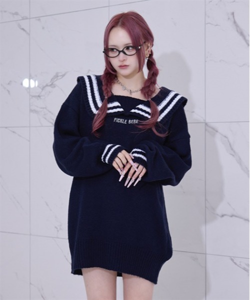 FickleBebe（フィクルベベ）の「FBセーラーカラーニット（ニット